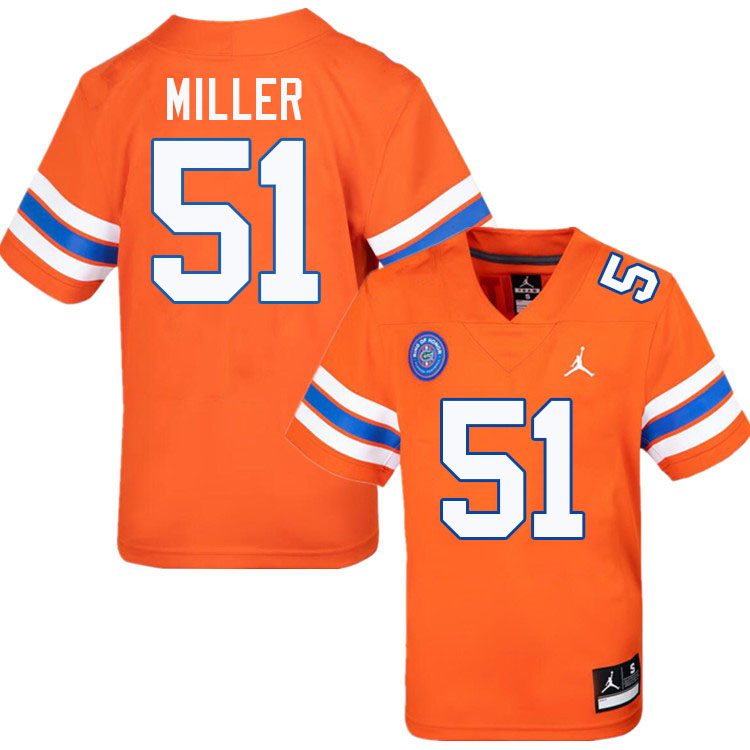 Ventrell Miller Florida Jersey,Florida Gators #51 Ventrell Miller Jersey Youth Uniforms-Retro Orange